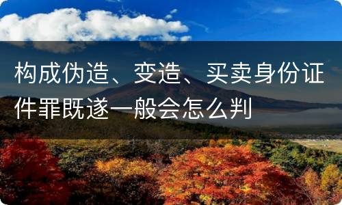 构成伪造、变造、买卖身份证件罪既遂一般会怎么判