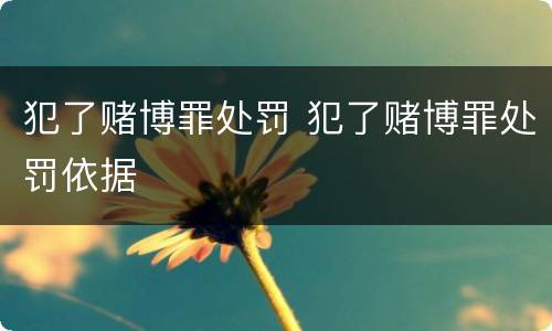 犯了赌博罪处罚 犯了赌博罪处罚依据