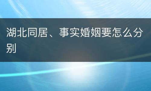 湖北同居、事实婚姻要怎么分别