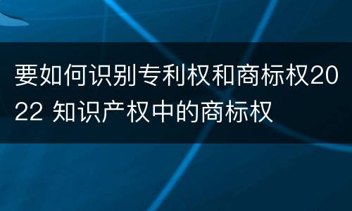 要如何识别专利权和商标权2022 知识产权中的商标权