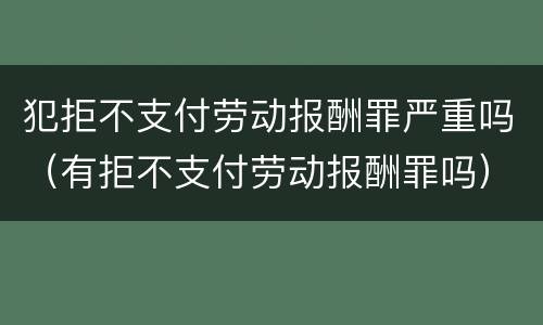 犯拒不支付劳动报酬罪严重吗（有拒不支付劳动报酬罪吗）