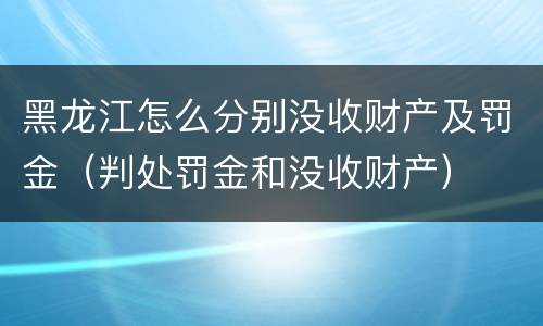 黑龙江怎么分别没收财产及罚金（判处罚金和没收财产）