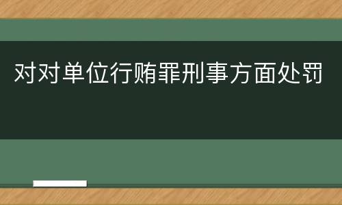 对对单位行贿罪刑事方面处罚