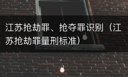江苏抢劫罪、抢夺罪识别（江苏抢劫罪量刑标准）