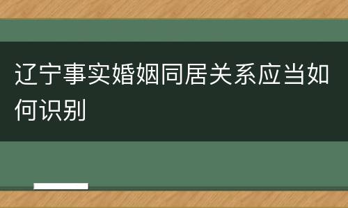 辽宁事实婚姻同居关系应当如何识别