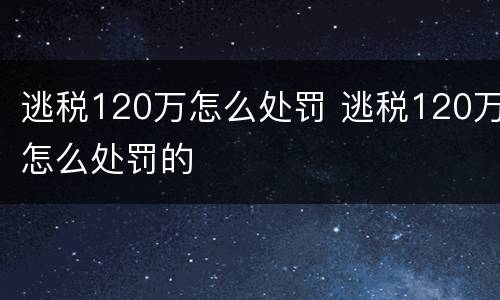 逃税120万怎么处罚 逃税120万怎么处罚的
