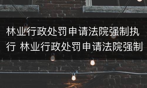 林业行政处罚申请法院强制执行 林业行政处罚申请法院强制执行程序