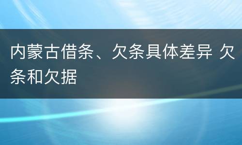 内蒙古借条、欠条具体差异 欠条和欠据
