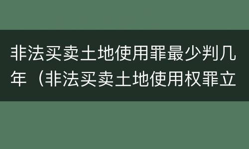 非法买卖土地使用罪最少判几年（非法买卖土地使用权罪立案标准）