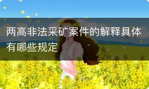 两高非法采矿案件的解释具体有哪些规定