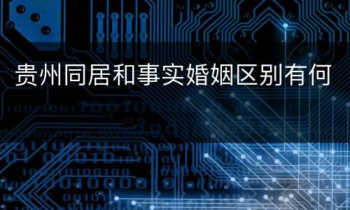 贵州同居和事实婚姻区别有何