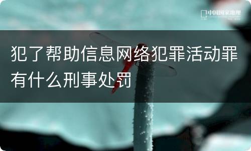 犯了帮助信息网络犯罪活动罪有什么刑事处罚