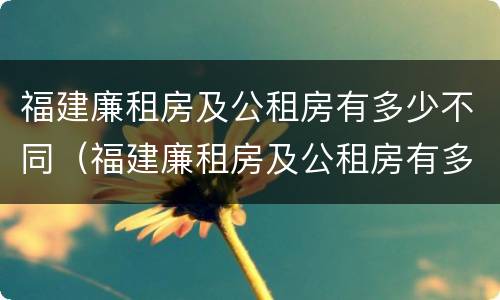 福建廉租房及公租房有多少不同（福建廉租房及公租房有多少不同区域）
