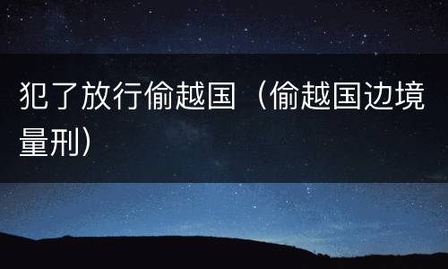 犯了放行偷越国（偷越国边境量刑）