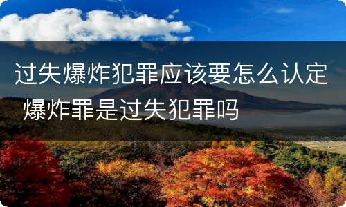 过失爆炸犯罪应该要怎么认定 爆炸罪是过失犯罪吗