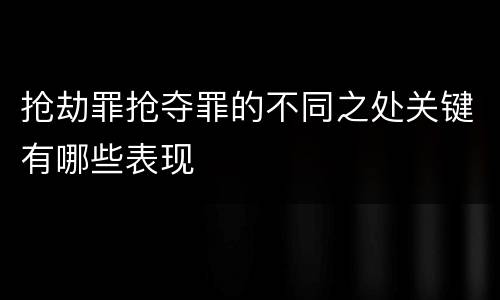 抢劫罪抢夺罪的不同之处关键有哪些表现