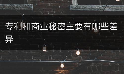 专利和商业秘密主要有哪些差异