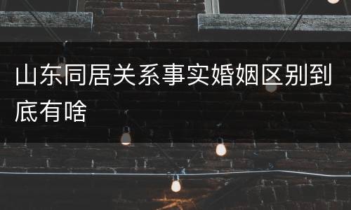 山东同居关系事实婚姻区别到底有啥