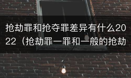 抢劫罪和抢夺罪差异有什么2022（抢劫罪一罪和一般的抢劫罪）