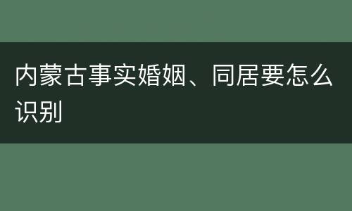 内蒙古事实婚姻、同居要怎么识别