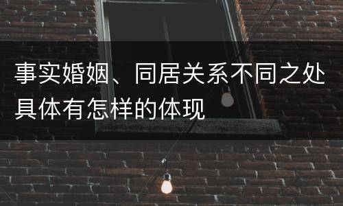 事实婚姻、同居关系不同之处具体有怎样的体现
