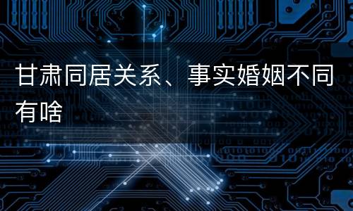 甘肃同居关系、事实婚姻不同有啥