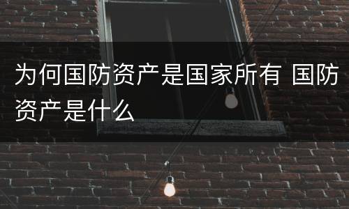 为何国防资产是国家所有 国防资产是什么