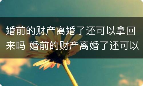 婚前的财产离婚了还可以拿回来吗 婚前的财产离婚了还可以拿回来吗知乎