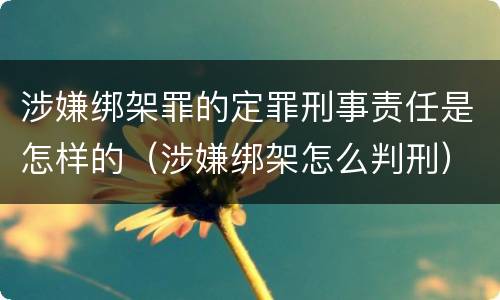 涉嫌绑架罪的定罪刑事责任是怎样的（涉嫌绑架怎么判刑）