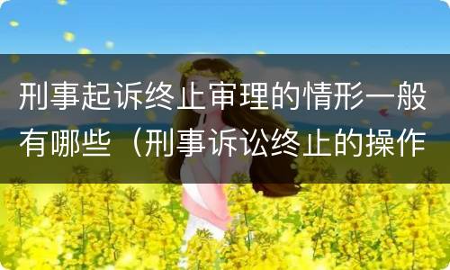 刑事起诉终止审理的情形一般有哪些（刑事诉讼终止的操作程序有哪些）