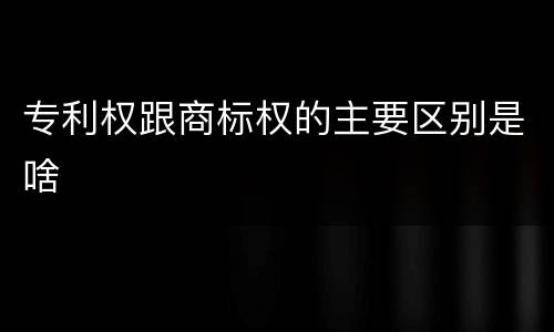 专利权跟商标权的主要区别是啥
