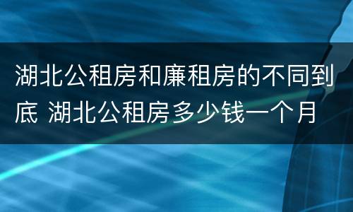 湖北公租房和廉租房的不同到底 湖北公租房多少钱一个月