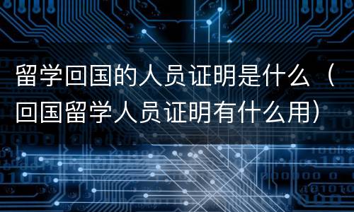 留学回国的人员证明是什么（回国留学人员证明有什么用）