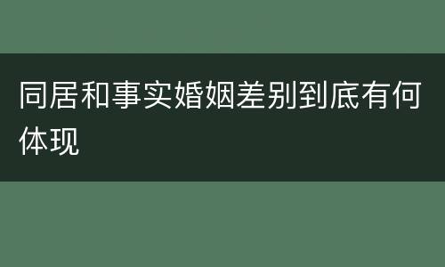 同居和事实婚姻差别到底有何体现