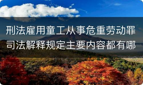 刑法雇用童工从事危重劳动罪司法解释规定主要内容都有哪些