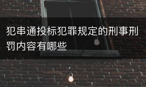 犯串通投标犯罪规定的刑事刑罚内容有哪些