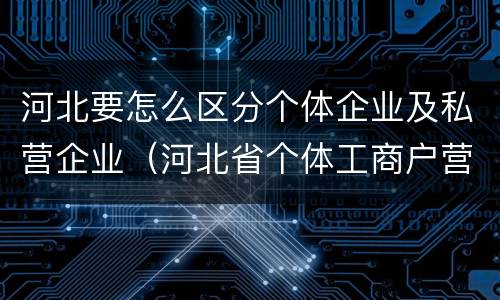 河北要怎么区分个体企业及私营企业（河北省个体工商户营业执照）
