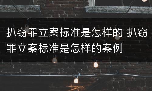 扒窃罪立案标准是怎样的 扒窃罪立案标准是怎样的案例