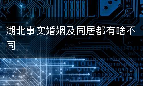 湖北事实婚姻及同居都有啥不同