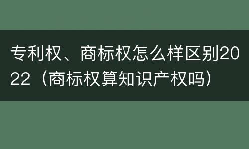 专利权、商标权怎么样区别2022（商标权算知识产权吗）