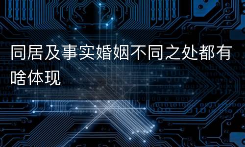 同居及事实婚姻不同之处都有啥体现