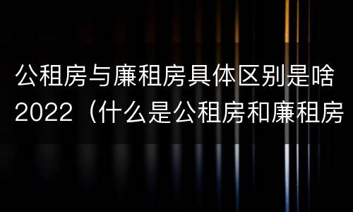 公租房与廉租房具体区别是啥2022（什么是公租房和廉租房）