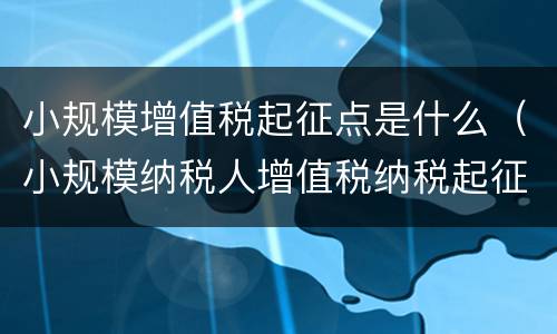 小规模增值税起征点是什么（小规模纳税人增值税纳税起征点）