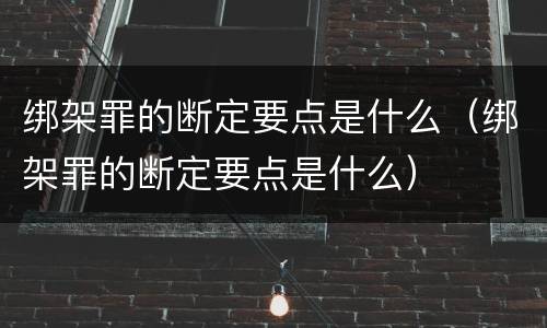 绑架罪的断定要点是什么（绑架罪的断定要点是什么）