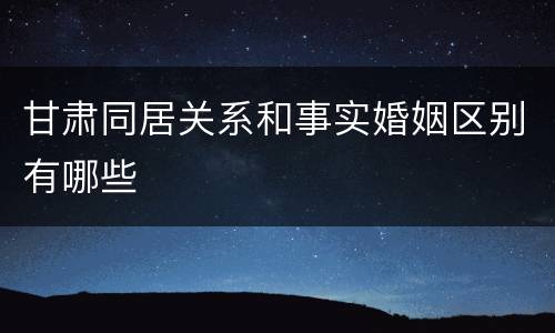 甘肃同居关系和事实婚姻区别有哪些