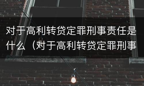 对于高利转贷定罪刑事责任是什么（对于高利转贷定罪刑事责任是什么）