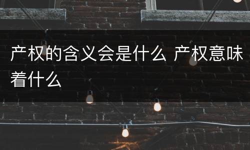 产权的含义会是什么 产权意味着什么