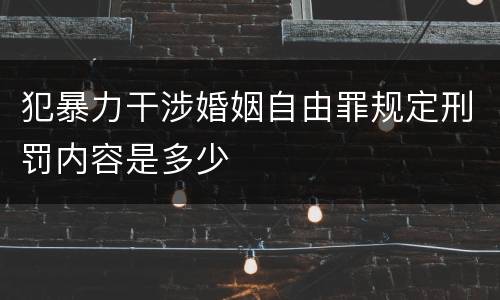 犯暴力干涉婚姻自由罪规定刑罚内容是多少