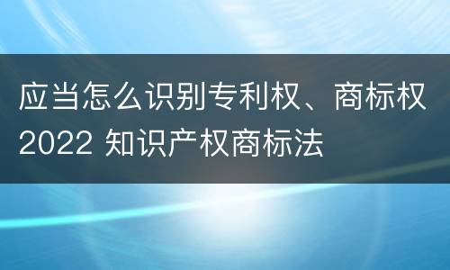 应当怎么识别专利权、商标权2022 知识产权商标法