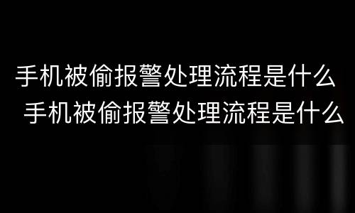 手机被偷报警处理流程是什么 手机被偷报警处理流程是什么样子的